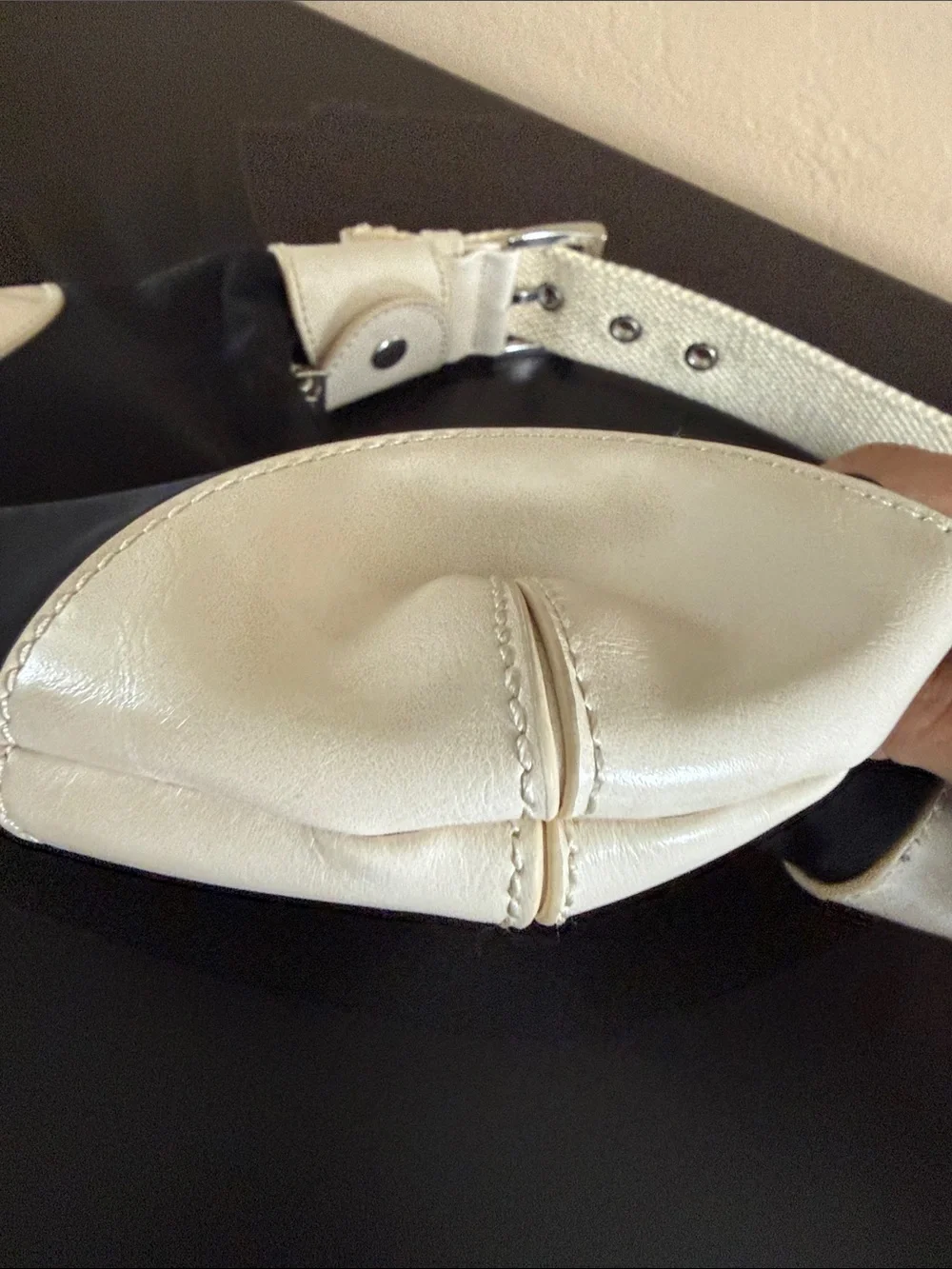 Brandy Melville Black White Nylon Vegan Leather Trim Shoulder Bag Y2K Hobo